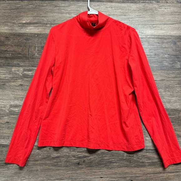 St. John Red Mock Neck Long Sleeve Top - Picture 1 of 3